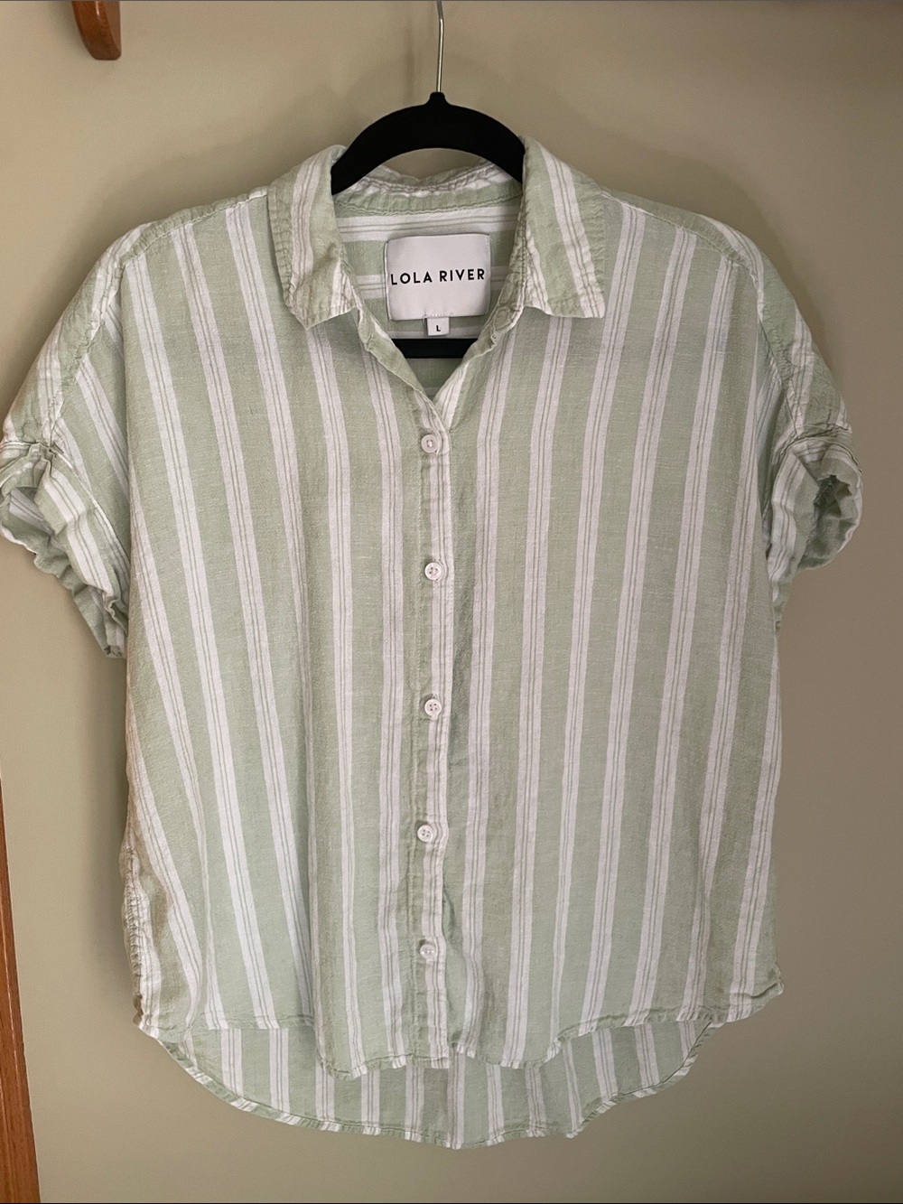 Lola River Mint Green & White Striped Button-Up Shirt